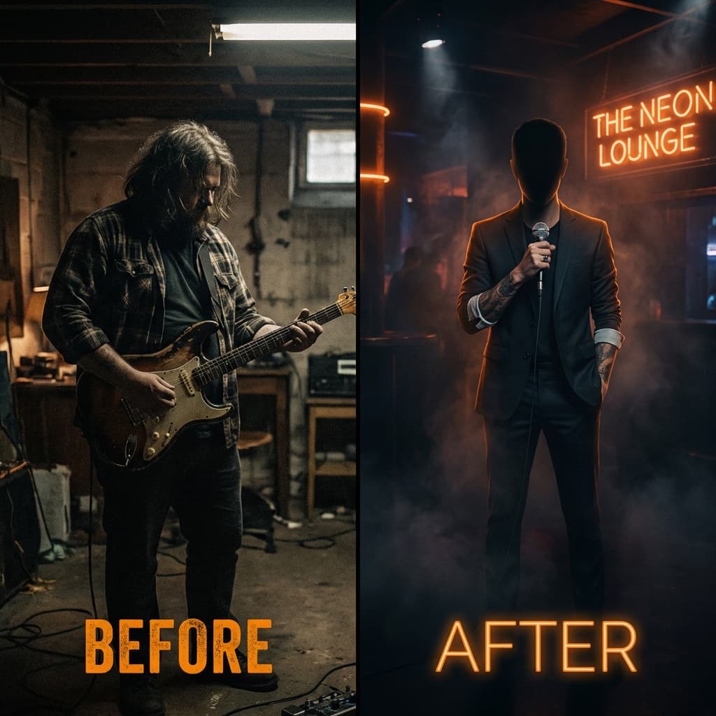 Artistic interpretation of rockstar weight loss transformation